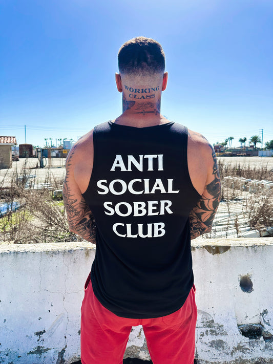 Anti social sober club men’s tank top