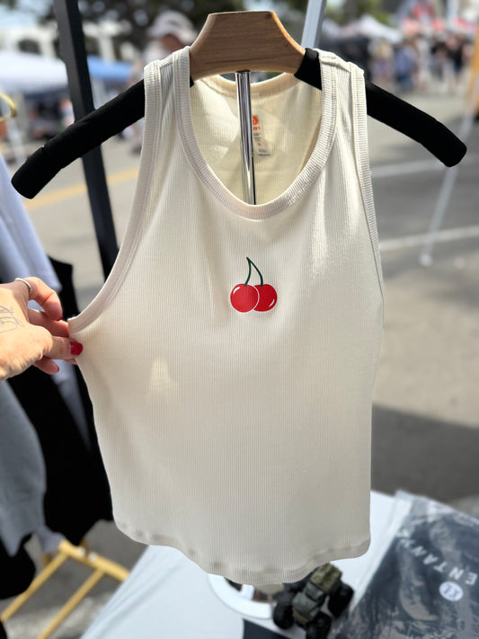 Cherry 🍒 one day bone tank top