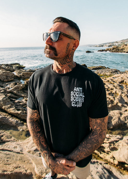 Melting Anti Social Sober Club black t shirt