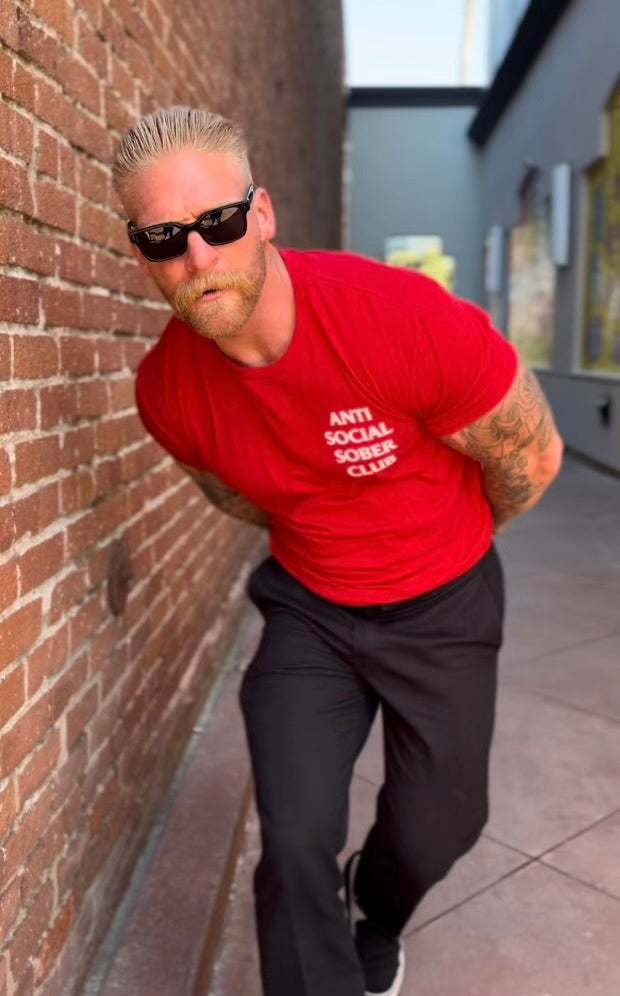 Red Anti Social Sober Club T-shirt