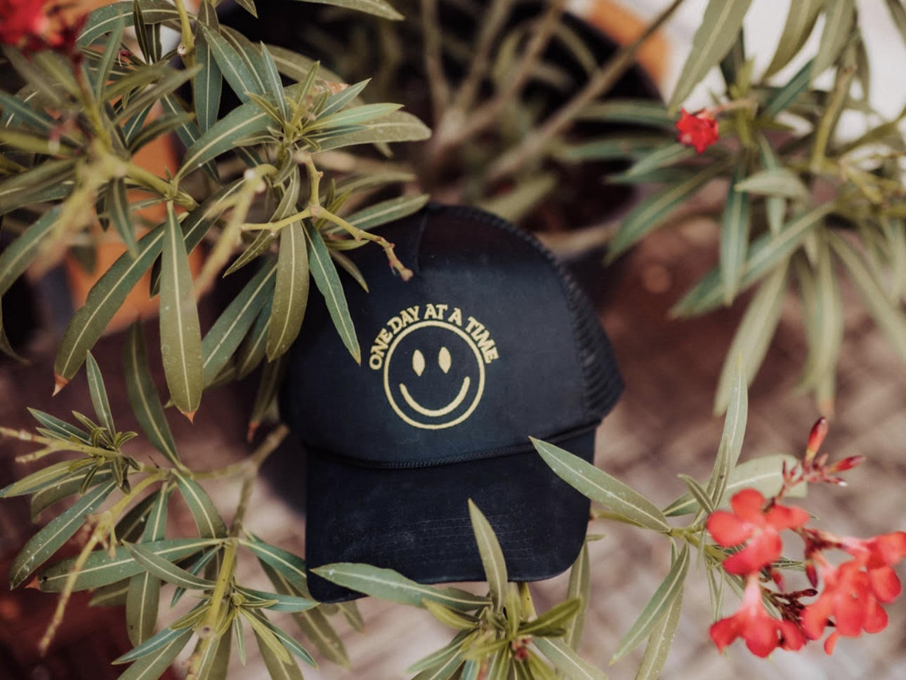 One Day At a Time Smiley Face Hat