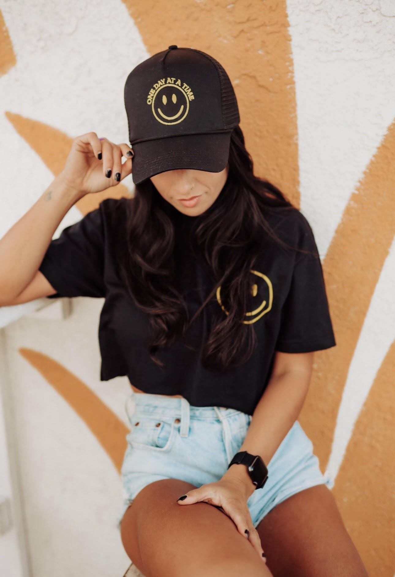 One Day At a Time Smiley Face Hat