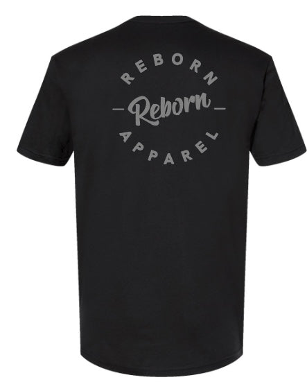 Reborn Apparel Black T-shirt with Grey writing