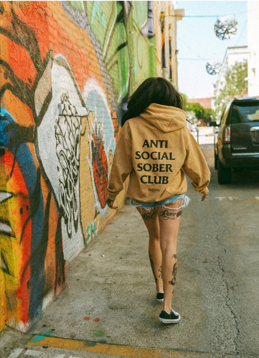 Anti Social Sober Club “Old Gold” color Hoodie