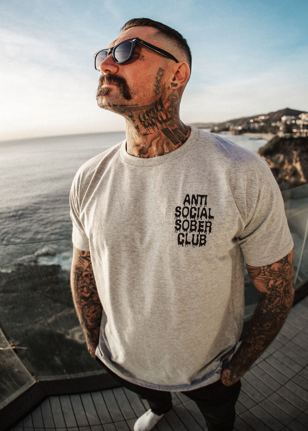 Melting Anti Social Sober Club Grey t shirt