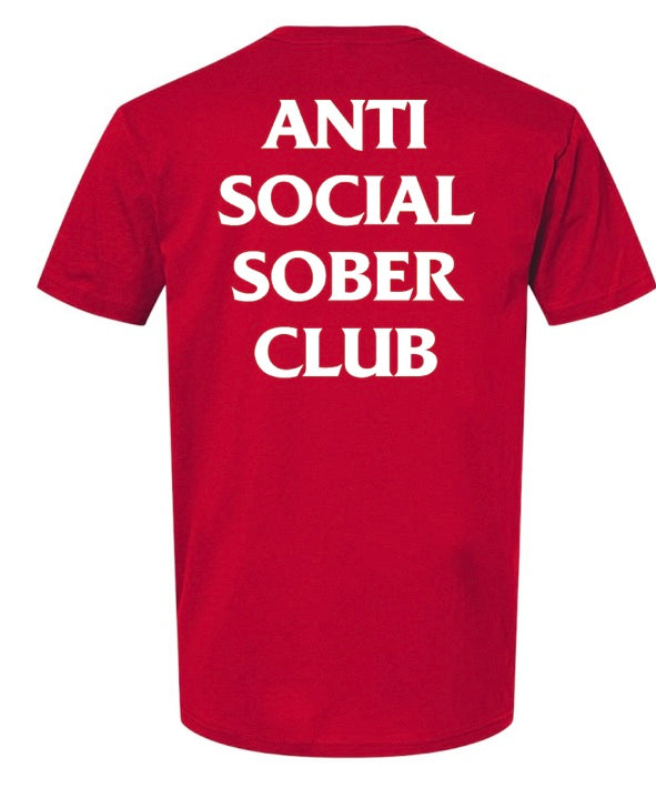 Red Anti Social Sober Club T-shirt (preorder Large & X-Large pre order 2 week turnaround)