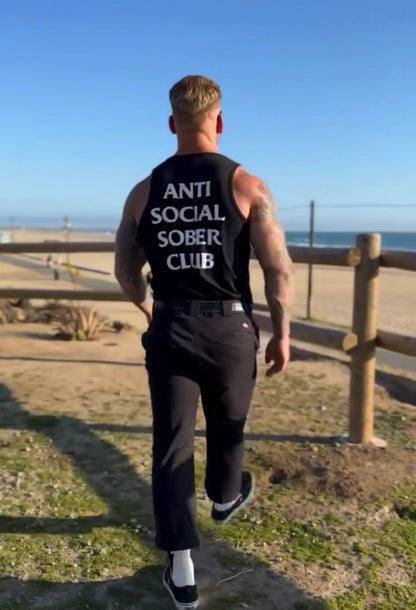 Anti social sober club men’s tank top