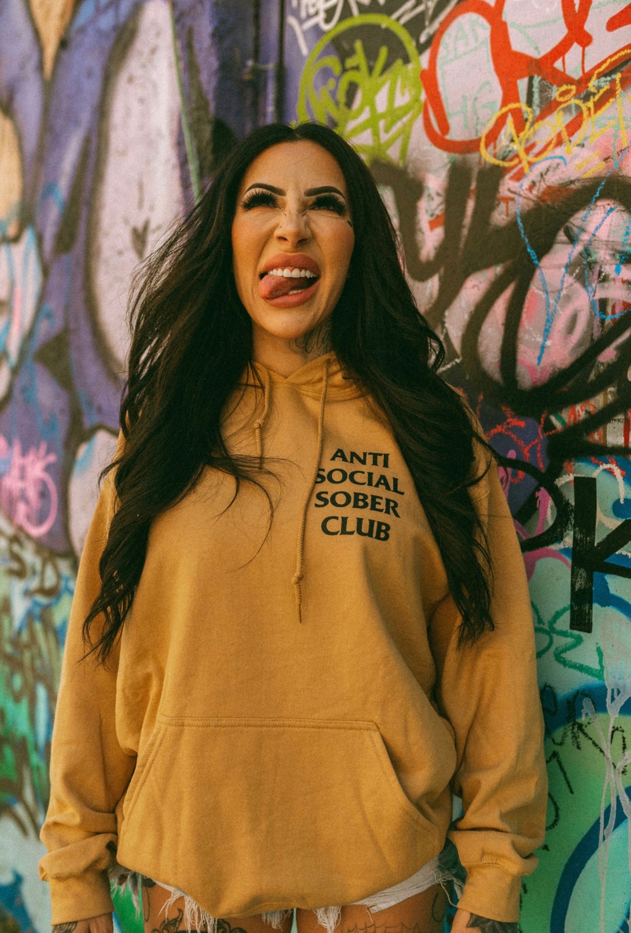 Anti Social Sober Club “Old Gold” color Hoodie