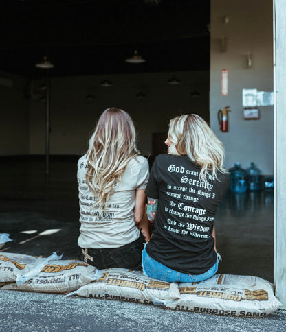 Just for today/ serenity prayer black t-shirt