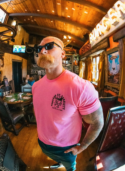 Powered by sobriety ☕️ pink t shirt