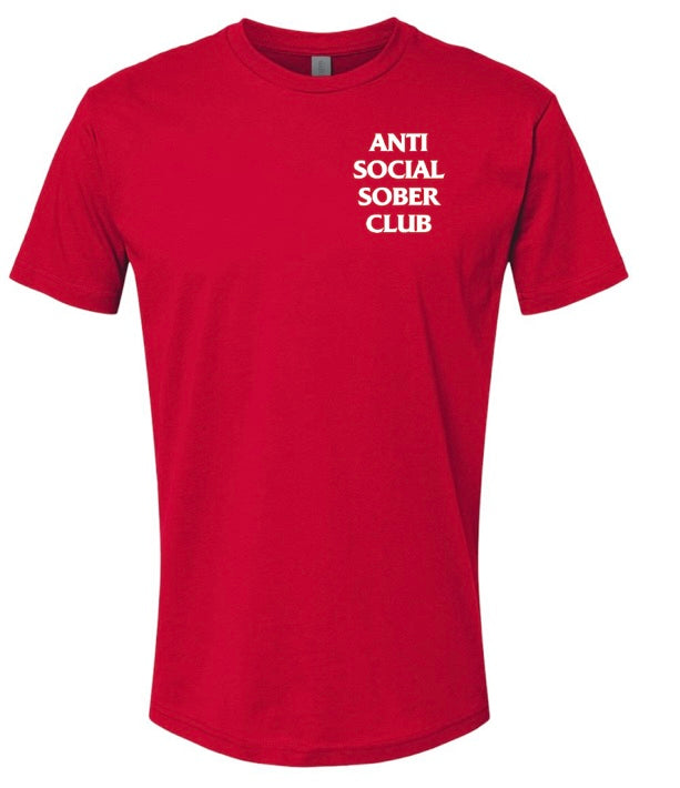 Red Anti Social Sober Club T-shirt (preorder Large & X-Large pre order 2 week turnaround)