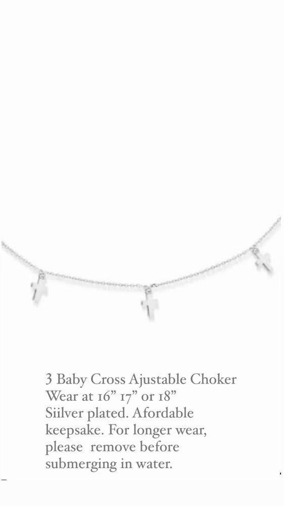 3 baby cross silver necklace