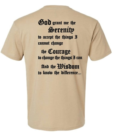 Just for today/ serenity prayer t shirt tan color