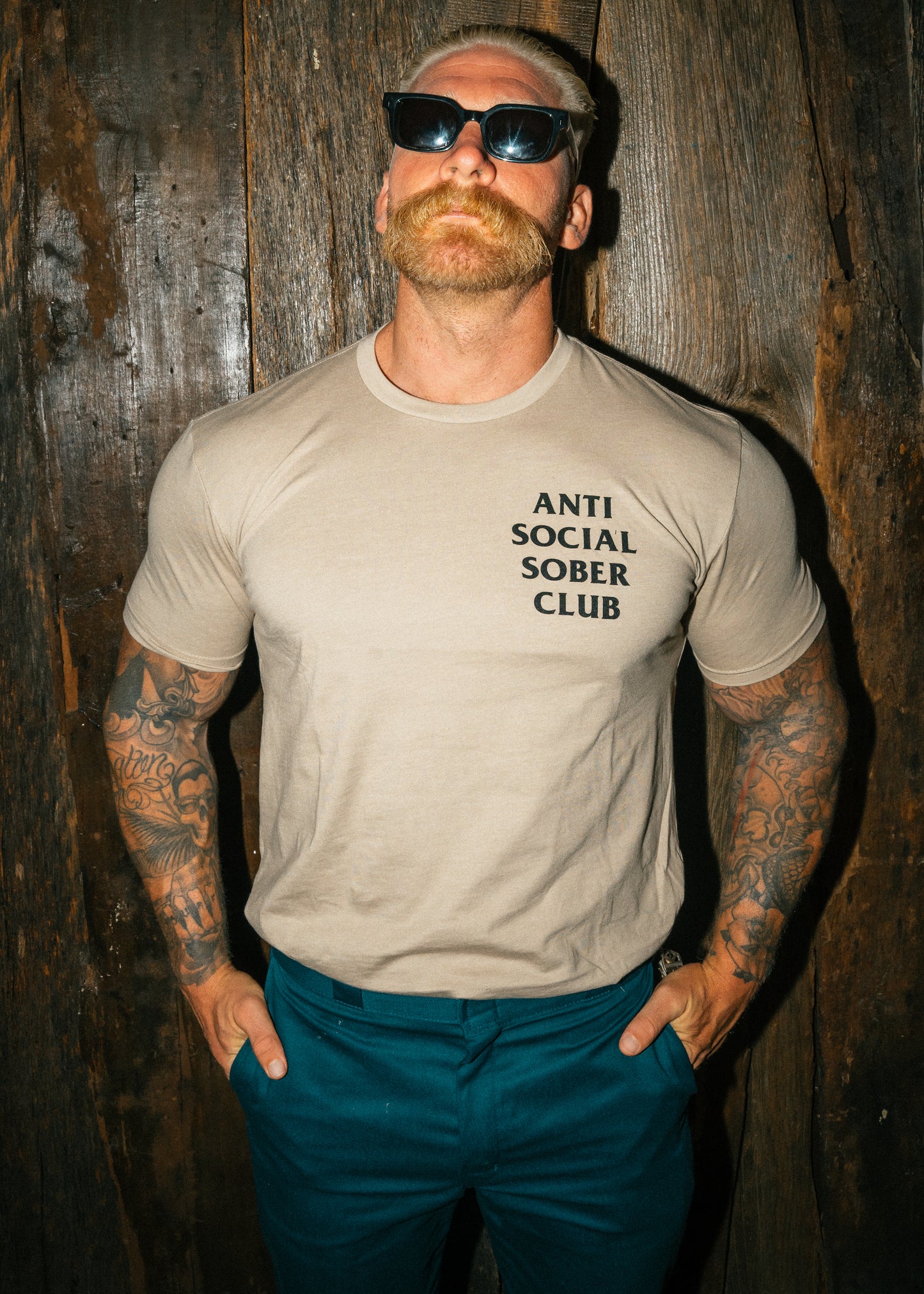 Tan Anti Social Sober Club T-shirt (medium large and X-Large pre order 2 week turnaround )