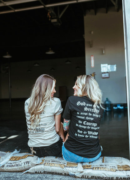 Just for today/ serenity prayer black t-shirt