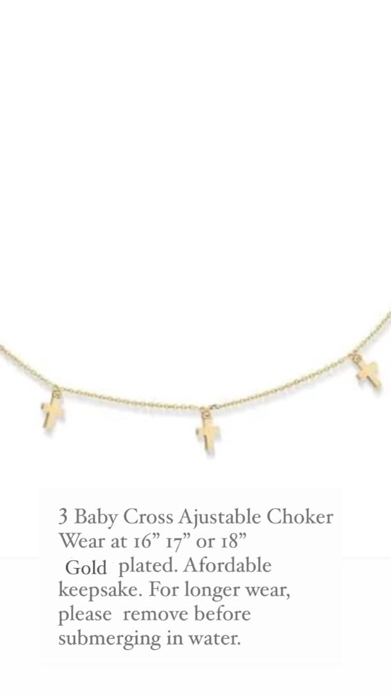 3 baby cross gold necklace