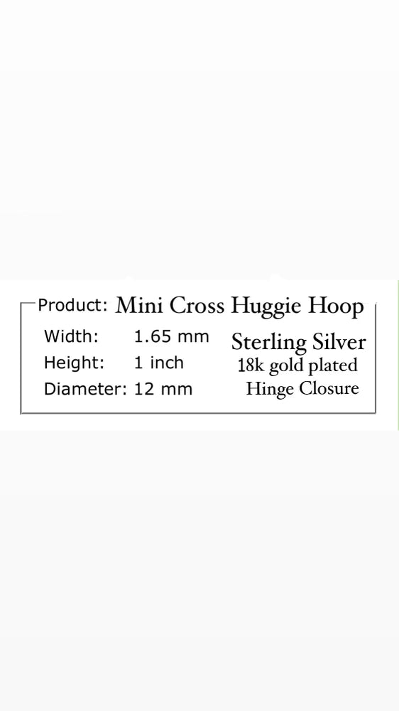 Mini Gold Cross Huggie Hoop