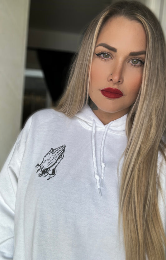 White choose God hoodie